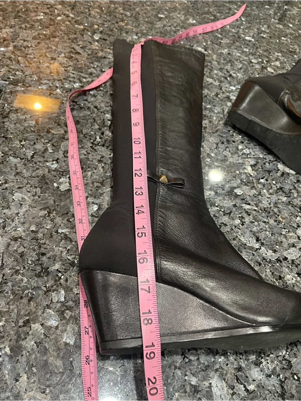 kate spade Black Castina Wedge Boots Leather Knee High 11 Italy